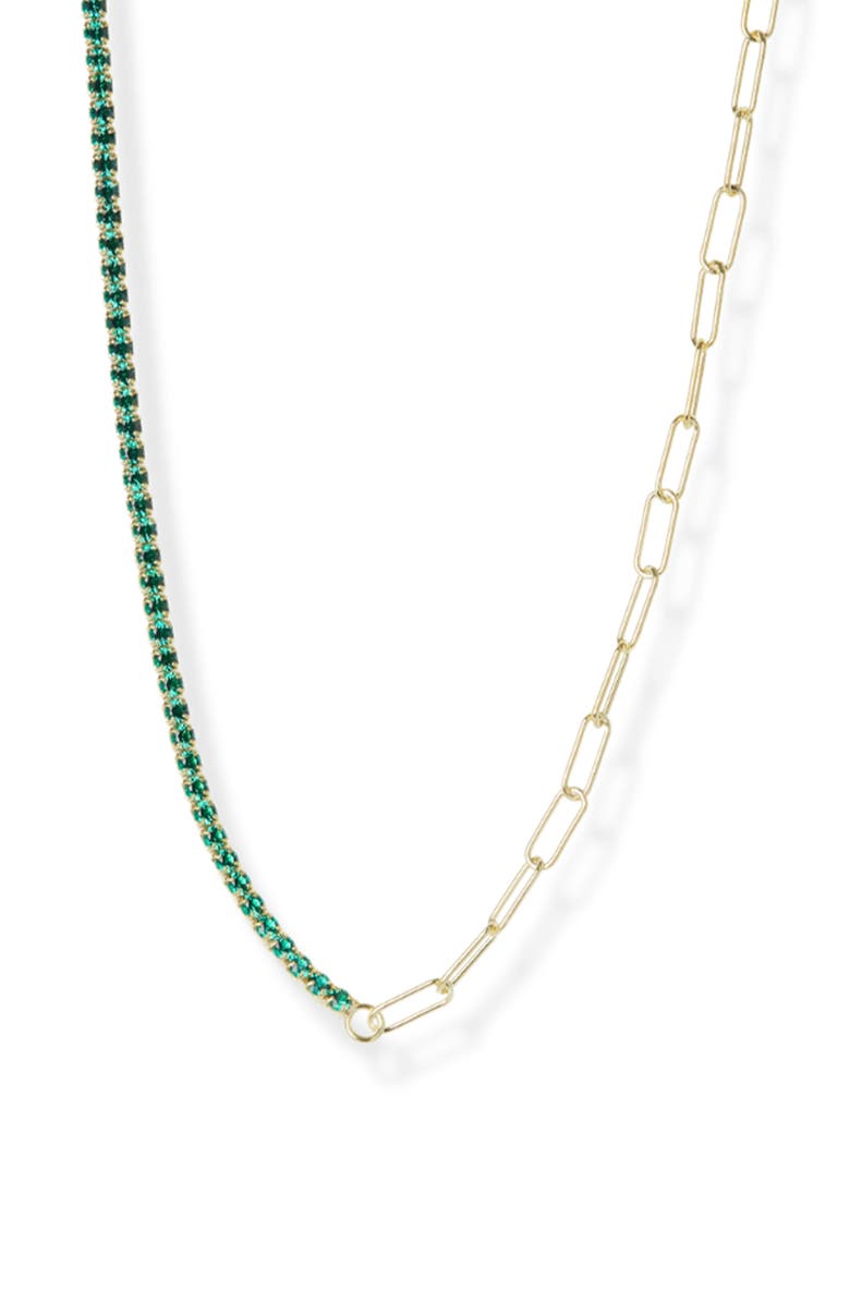 Argento Vivo Sterling Silver Half Cubic Zirconia Tennis Necklace, Main, color, 