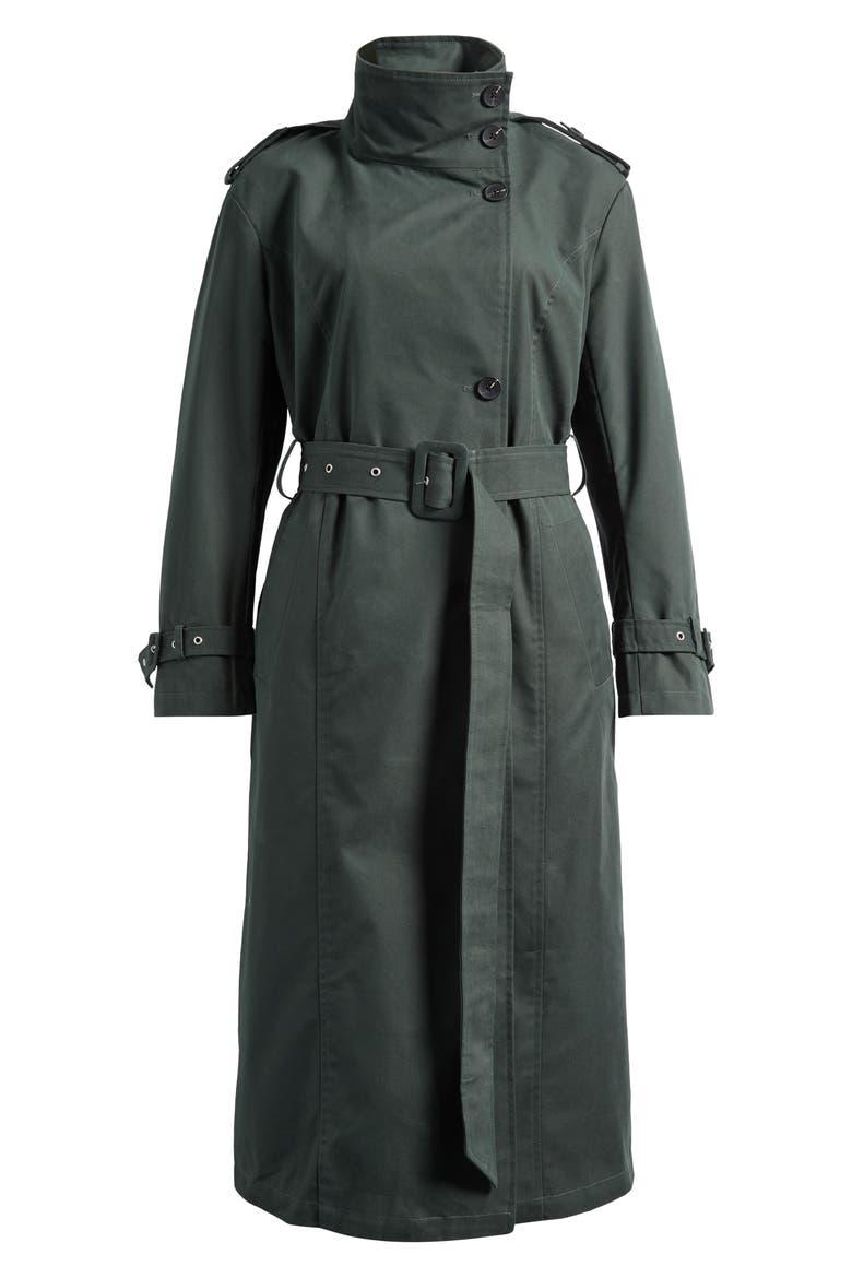 Belted Cotton Blend Trench Coat, Alternate, color, SEAGRASS
