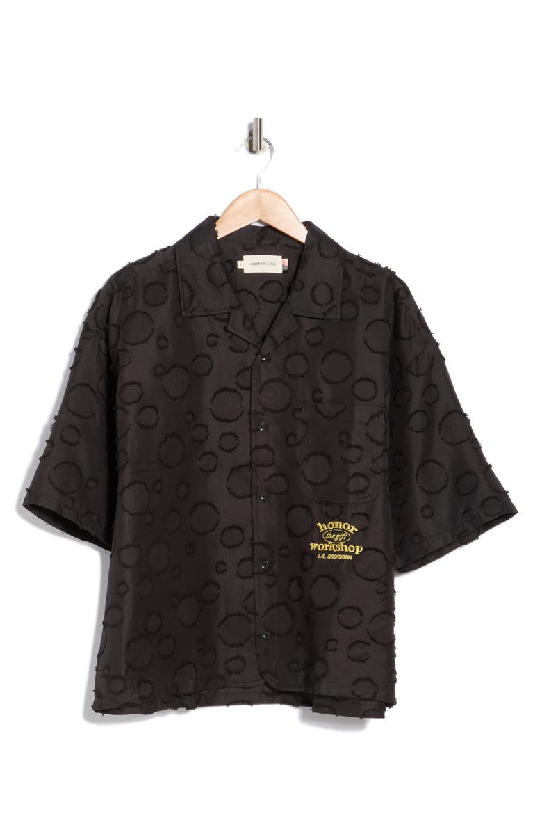 HONOR THE GIFT Textured Polka Dot Camp Shirt, Main, color, 