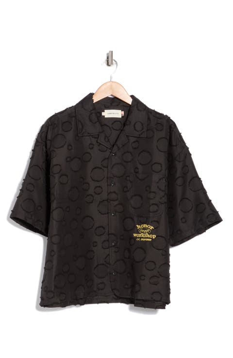 Textured Polka Dot Camp Shirt