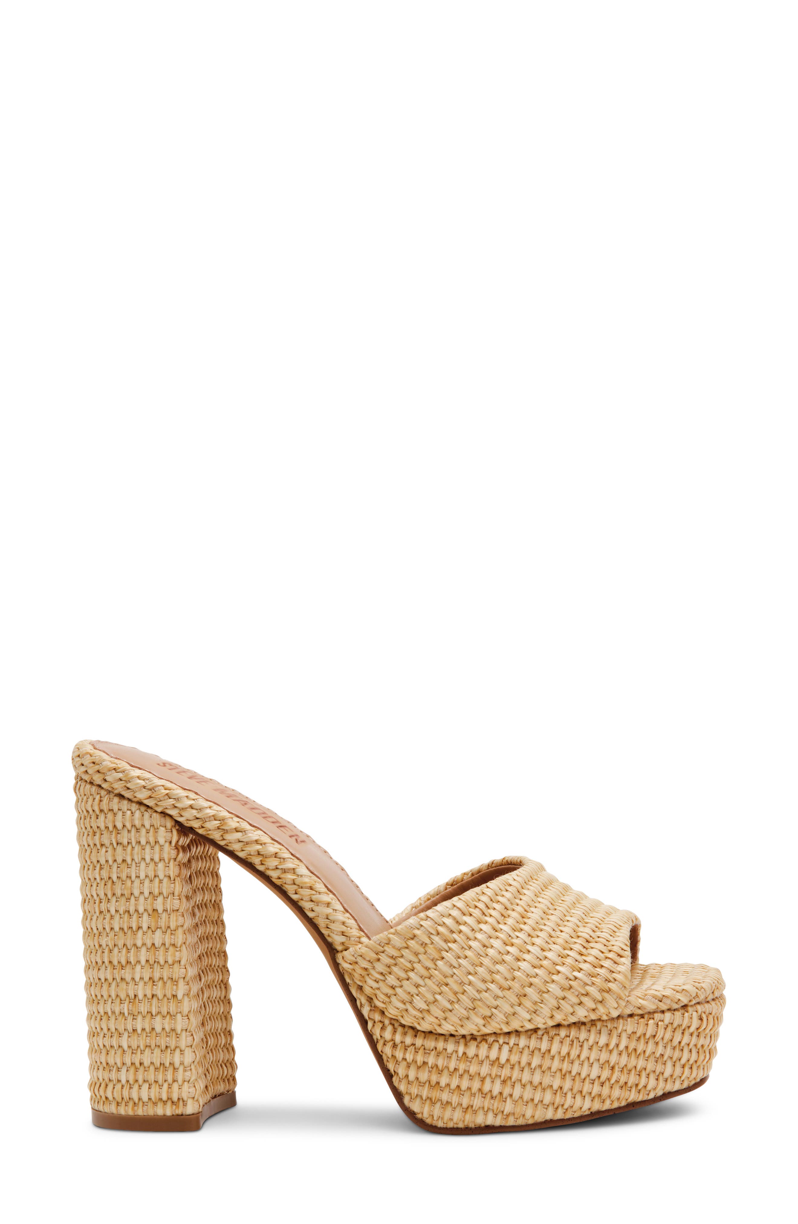 Steve Madden Joel Platform Sandal, Alternate, color, Natural Raffia