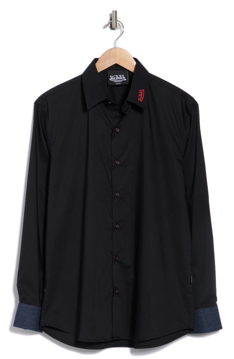 Von Dutch Lion Logo Graphic Long Sleeve Shirt, Alternate, color, Black