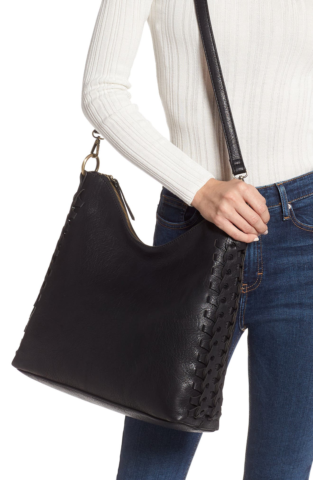 Sondra Roberts Faux Leather Hobo, Alternate, color, 