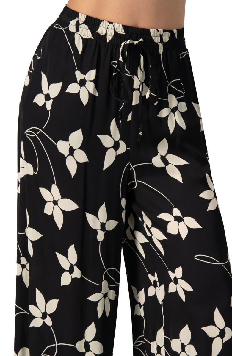 IVONNE Wide-Leg Floral Print Pants with Pockets, Alternate, color, Black