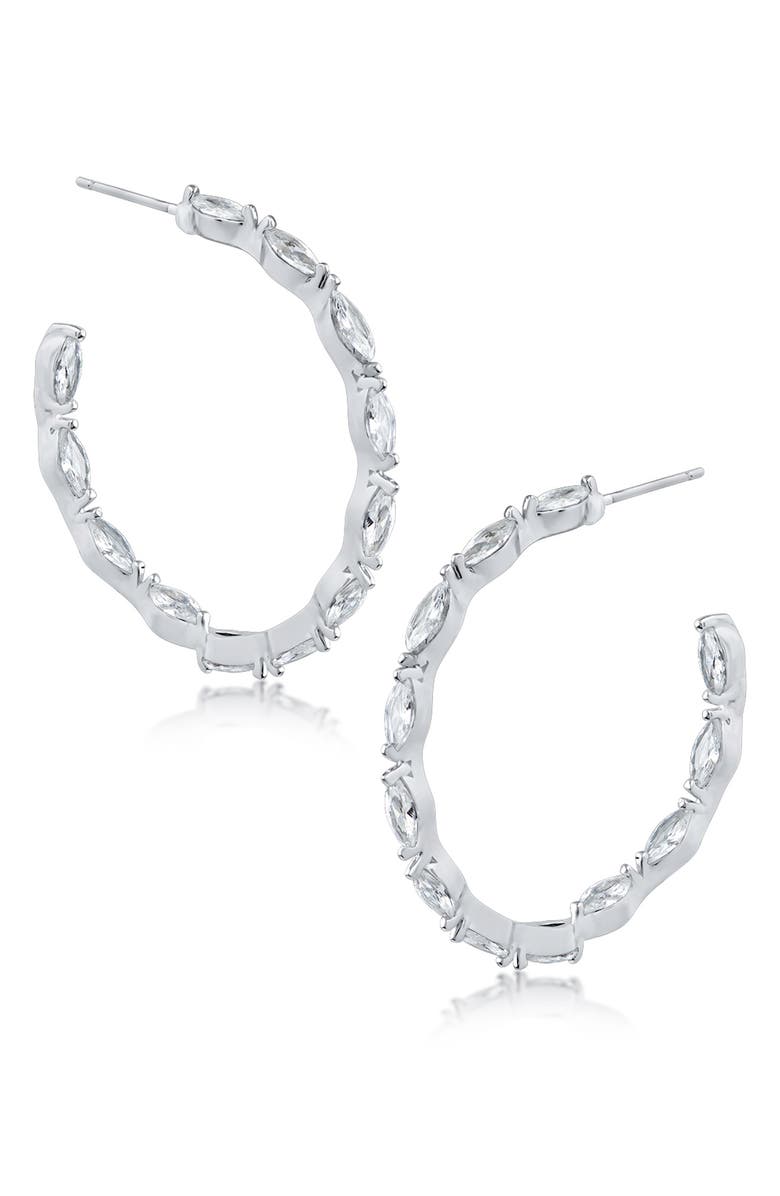 CZ by Kenneth Jay Lane Marquise CZ Hoop Earrings, Main, color, 
