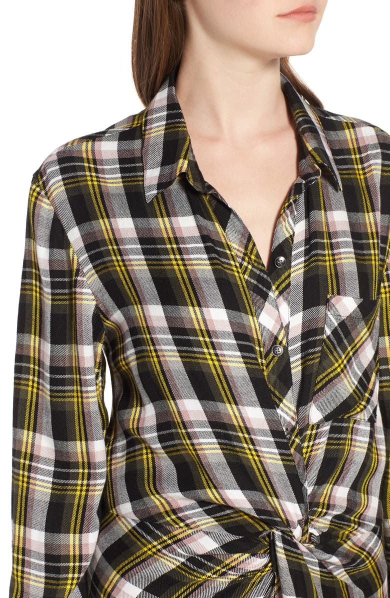 Caslon<sup>®</sup> Twist Front Plaid Shirtdress, Alternate, color, 