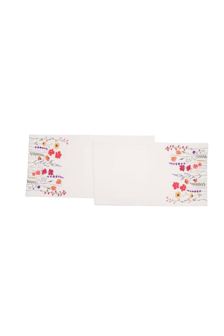 Botanical Field Handwoven 100% Cotton Table Runner 14" x 72", Main, color, Red