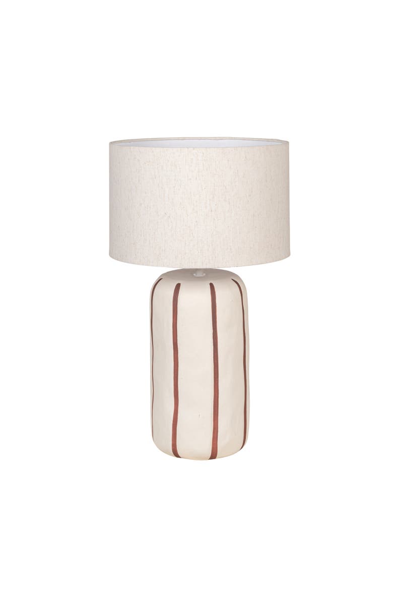 Table Lamp with Hand-Painted Stripes and Shade, Main, color, White