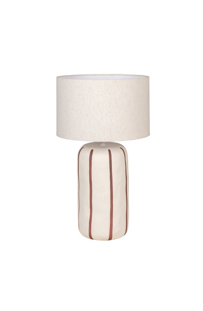 Olive Grove Table Lamp with Hand-Painted Stripes and Shade, Main, color, White