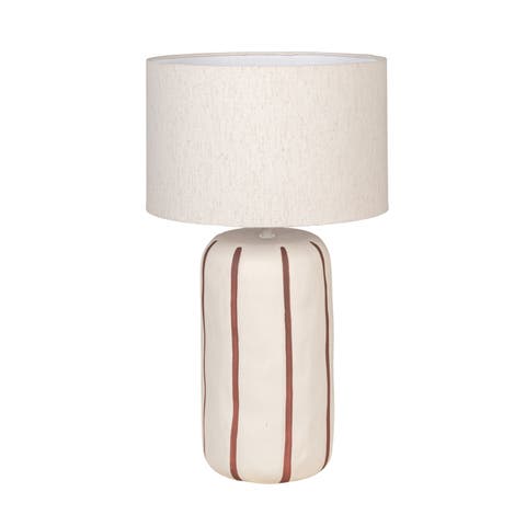 Table Lamp with Hand-Painted Stripes and Shade