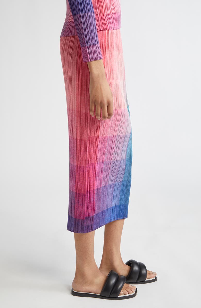 Pleats Please Issey Miyake Photon Print Pleated Midi Skirt, Alternate, color, Pink