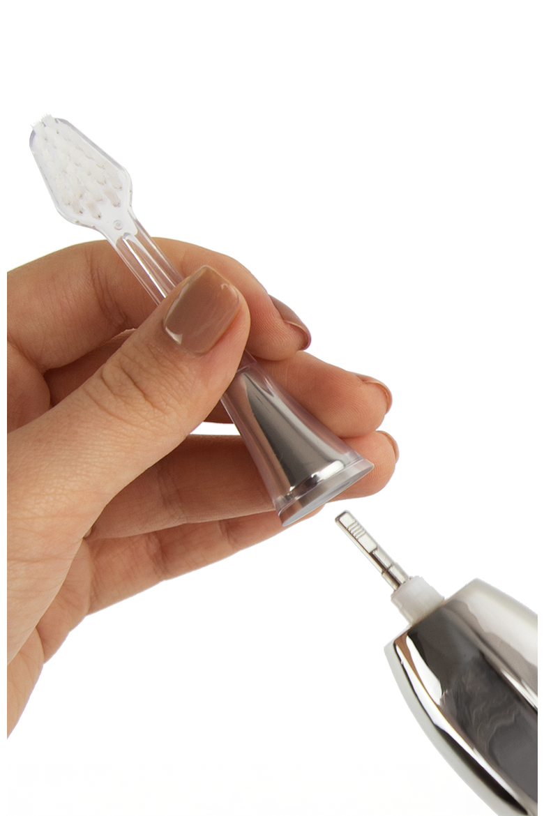Zina45 sonic pulse toothbrush replacement heads, Alternate, color, Chromse Silver