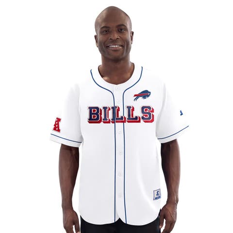 Men's Starter  White Buffalo Bills Relay Full-Button Baseball Jersey