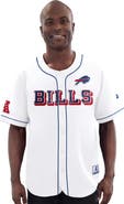 STARTER Men's Starter White Buffalo Bills Relay Full-Button Baseball Jersey