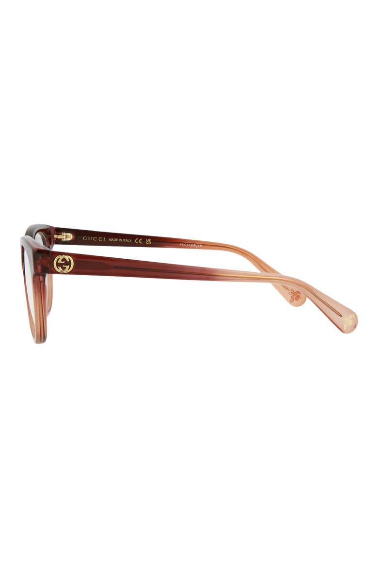 52mm Cat Eye Optical Glasses, Alternate, color, BROWN BROWN TRANSPARENT