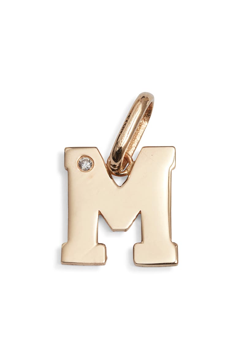 Love Letter Diamond Initial Charm, Main, color, YELLOW GOLD