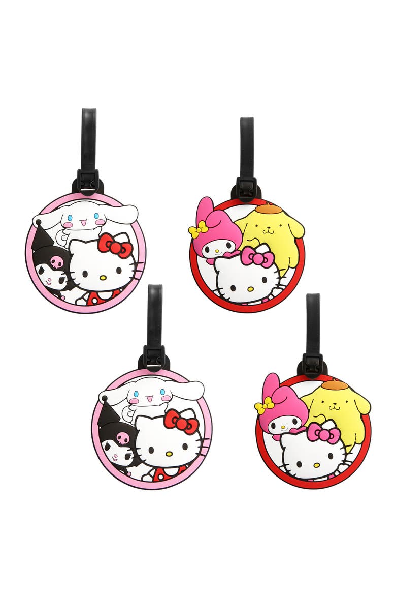 Cute Luggage Tag, Set of 4, Main, color, Black, multi-color