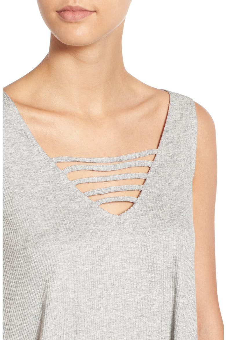Strappy Rib Knit Tank, Alternate, color, HEATHER GREY