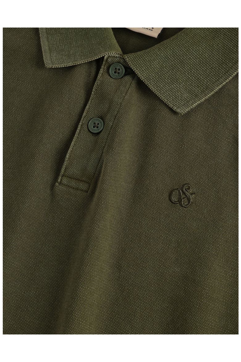 Washed Cotton Piqué Polo, Alternate, color, KOMBU GREEN