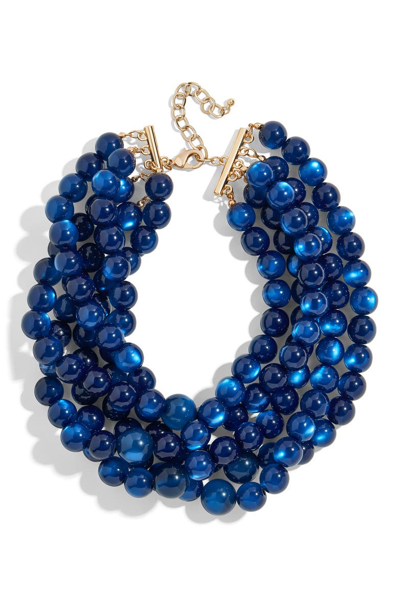 Cassarah Beaded Multistrand Necklace, Main, color, COBALT
