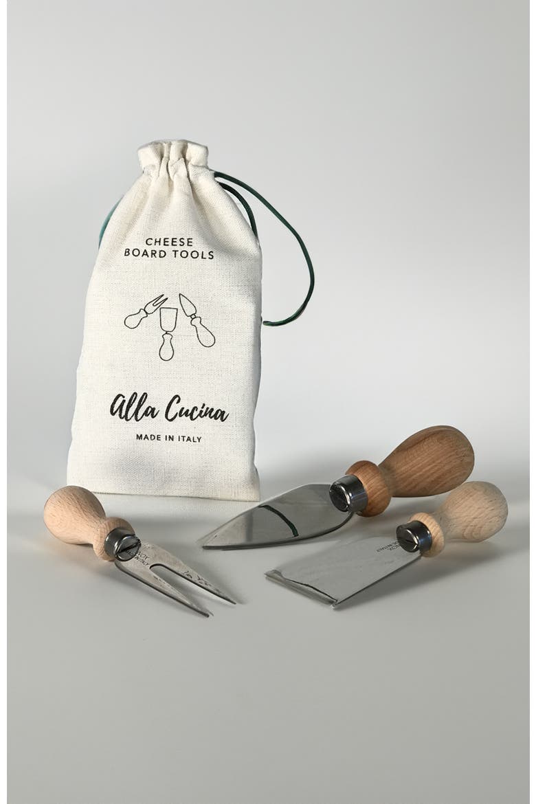 Italian Cheese Knives - Set of 3, Alternate, color, Brown