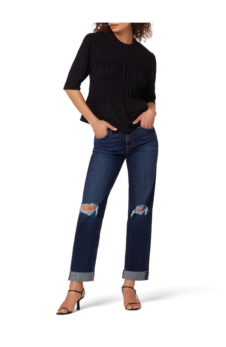 The Niki Ripped Roll Hem Boyfriend Nonstretch Jeans