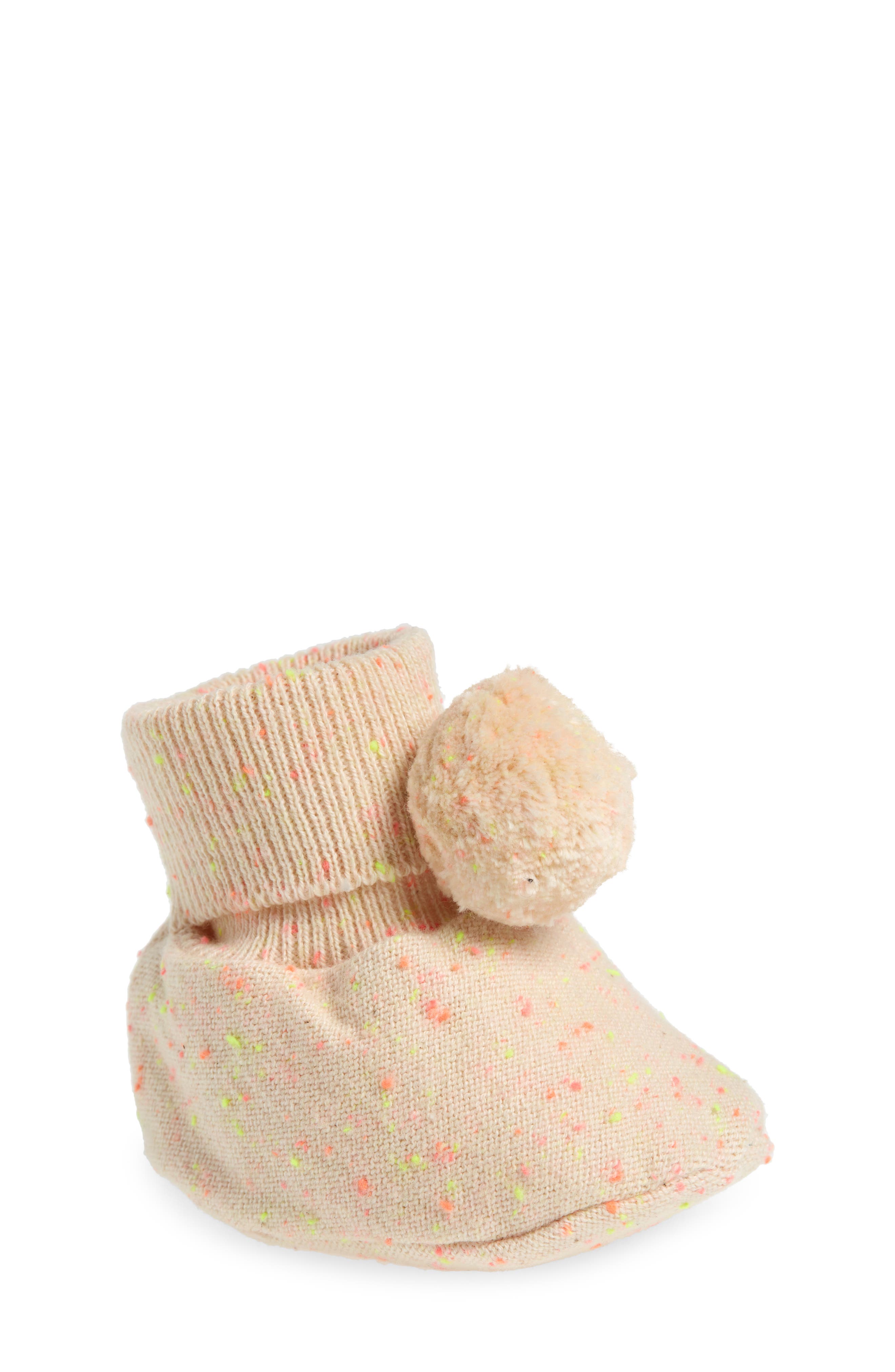 Pink Lemonade Pompom Cotton Bootie in Peach Multi 