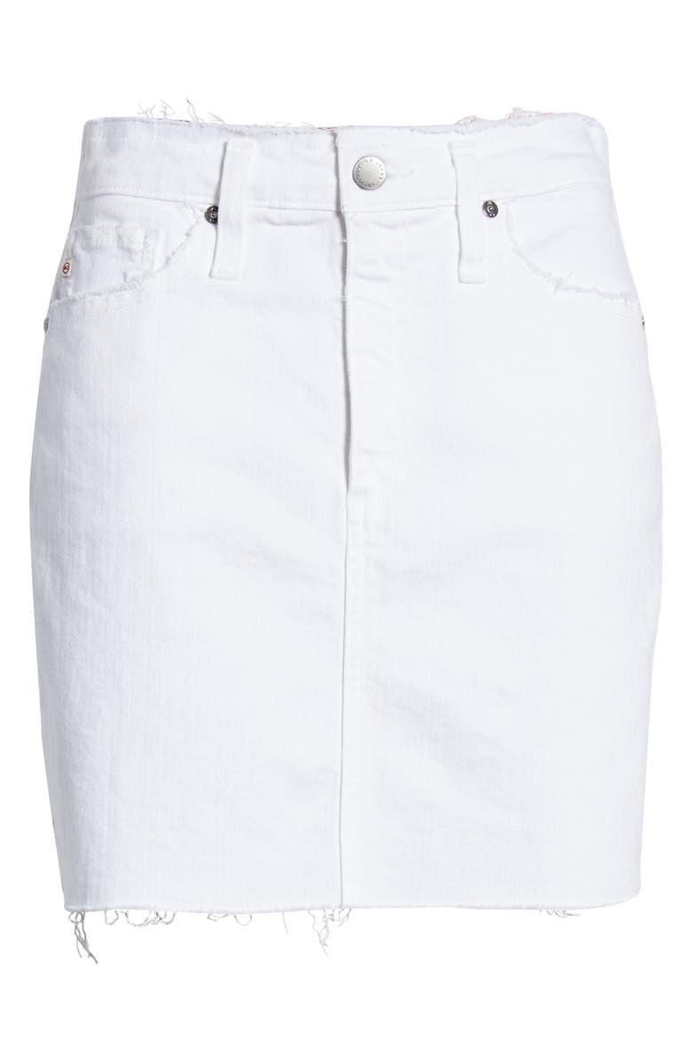 AG Vera Cutoff Denim Miniskirt, Alternate, color, Retro White