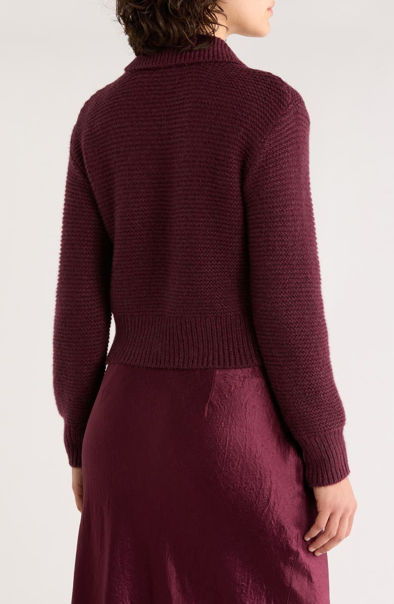 Marine Layer Everly Cable Detail Polo Sweater, Alternate, color, Fig