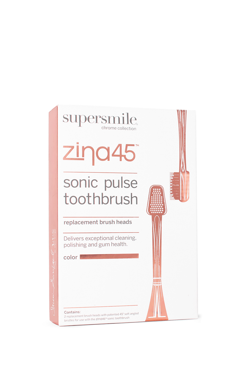 Supersmile Zina45 sonic pulse toothbrush replacement heads, Alternate, color, Chrome Rose