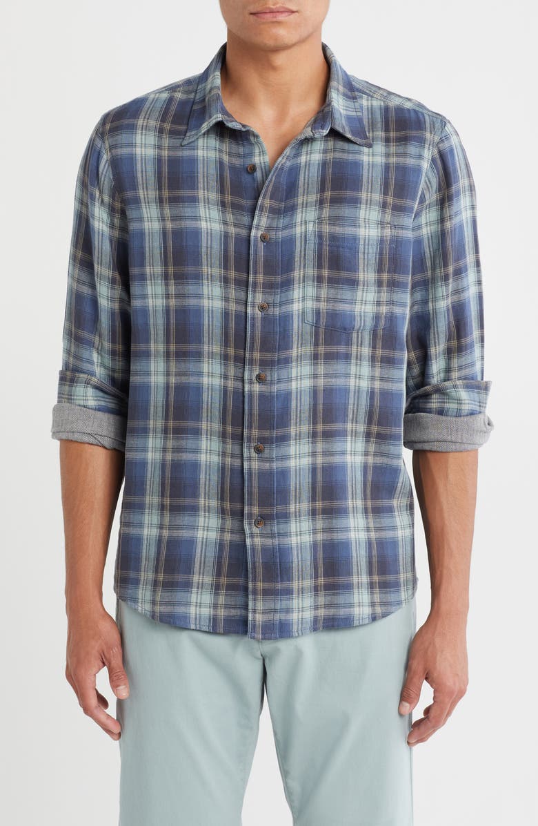 14th & Union Duofold Flannel Button-Up Shirt, Main, color, Navy India Ink Jack Plaid