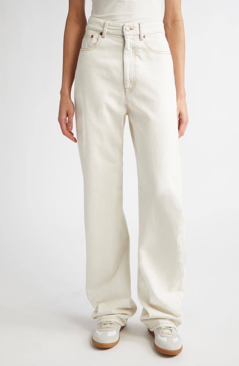 MM6 Maison Margiela Contrast Stitch Wide Leg Jeans, Main, color,