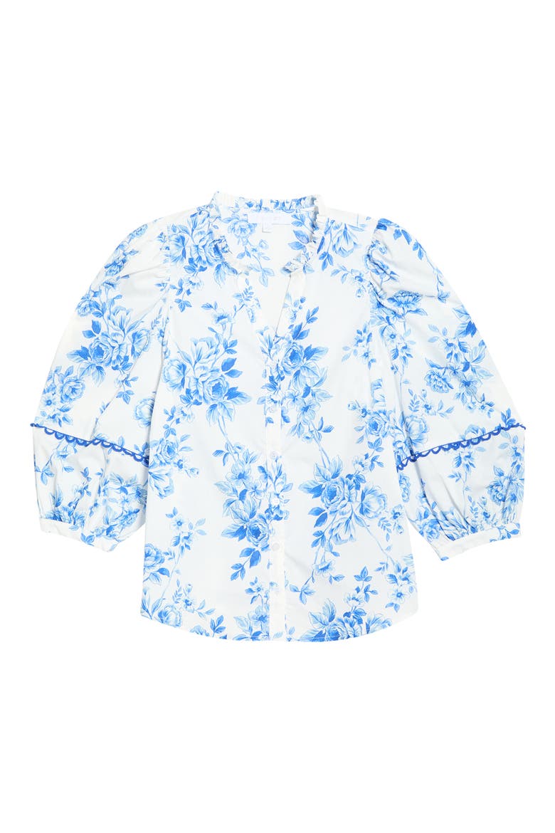 Juba Floral Print Top, Alternate, color, WHITE BLUE