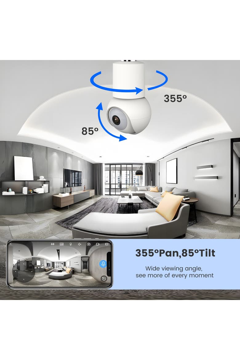 Smart WiFi 2K Light Bulb Camera, Alternate, color, White