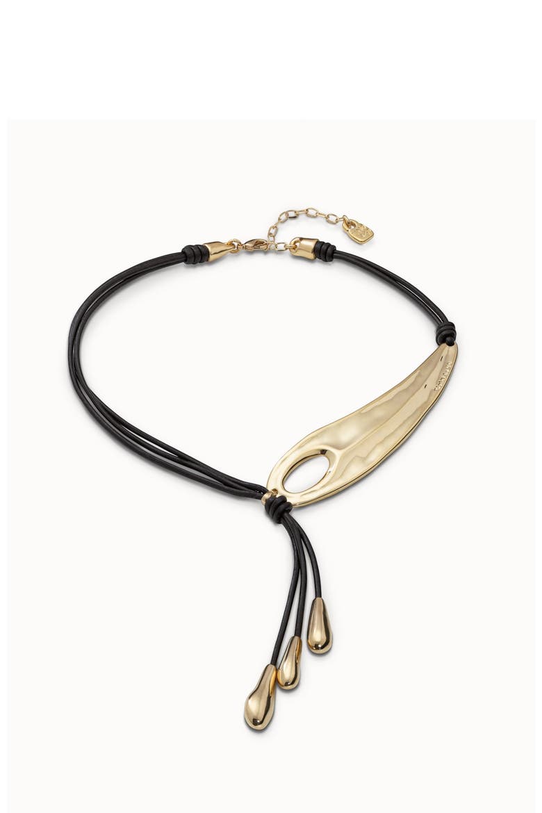 Fringed Leather Whip Necklace, Main, color, Gold