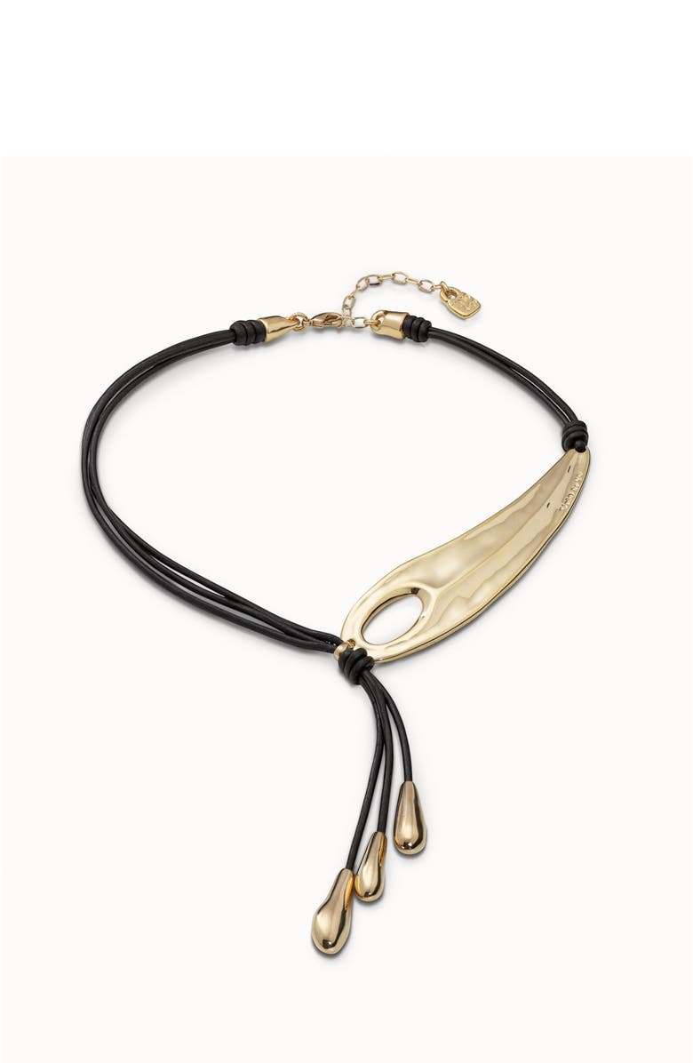UNODE50 Fringed Leather Whip Necklace, Main, color, Gold