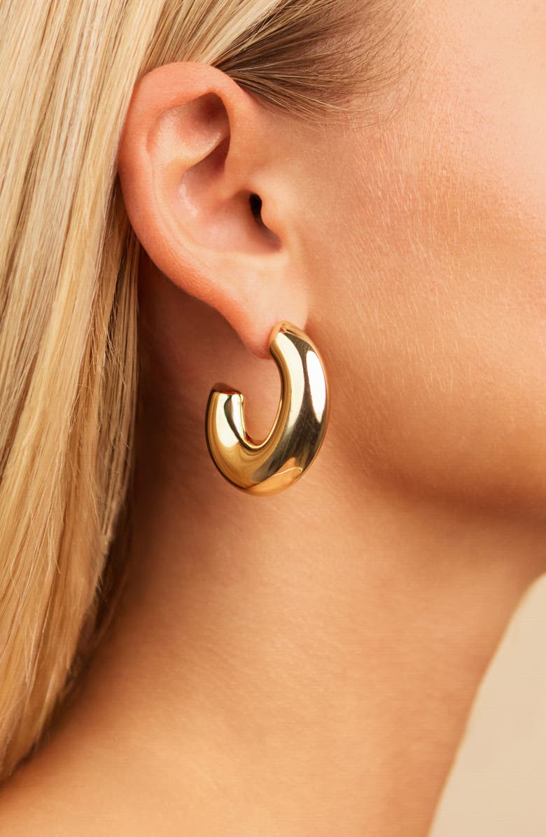 Sterling Forever Avril Hoop Earrings, Alternate, color, Gold