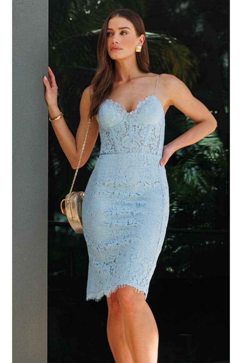 Leonie Lace Bustier Dress, Alternate, color, Dusty Blue