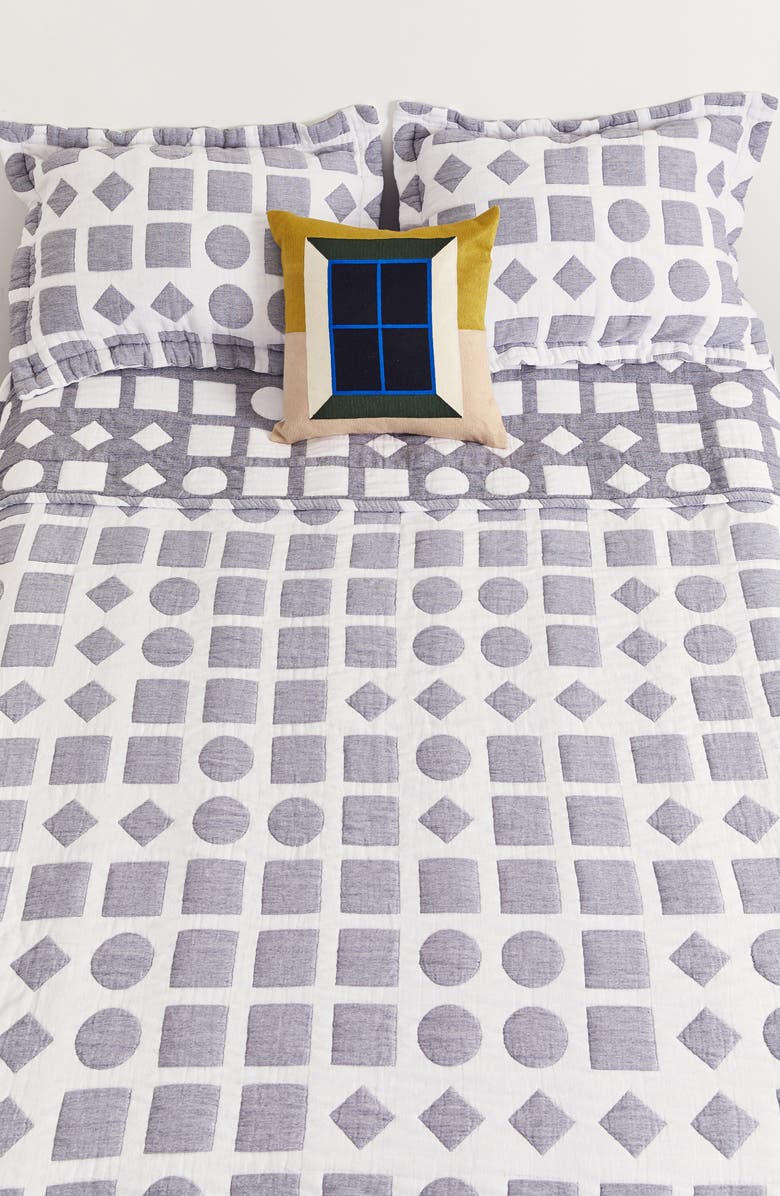 Dusen Dusen Shapes Jacquard Coverlet & Sham Set, Main, color,
