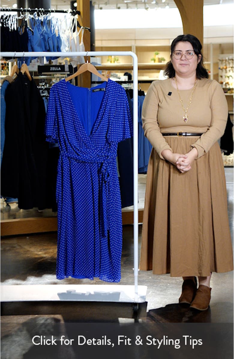 Surplice Flutter Sleeve Crinkle Georgette Midi Dress, sales video thumbnail