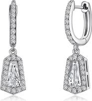 Lafonn Simulated Diamond Halo Drop Huggie Hoop Earrings