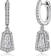 Lafonn Simulated Diamond Halo Drop Huggie Hoop Earrings