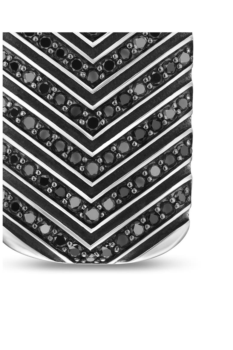 Men's Chevron Tag in Sterling Silver with Black Diamonds, 27mm, Alternate, color, SILVER PAVE