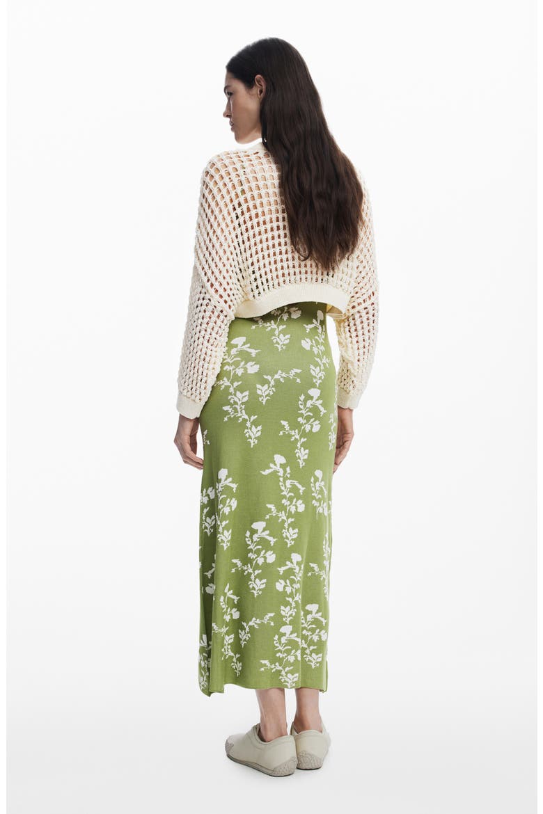 Floral Knit Maxi Dress & Open Stitch Long Sleeve Sweater Set, Alternate, color, GREEN