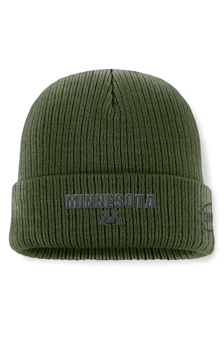 TOP OF THE WORLD Men's Top of the World Green Minnesota Golden Gophers OHT Military Appreciation Badge Cuffed Knit Hat, Main, color, Green