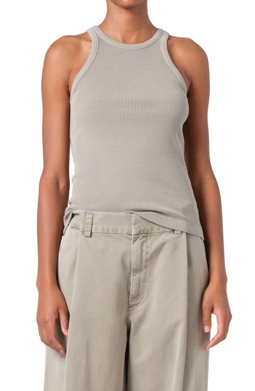 Agolde Poppy Fine-ribbed Tank Top In Drab