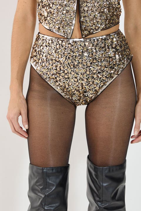 Cluster Hand Embellished Booty Shorts