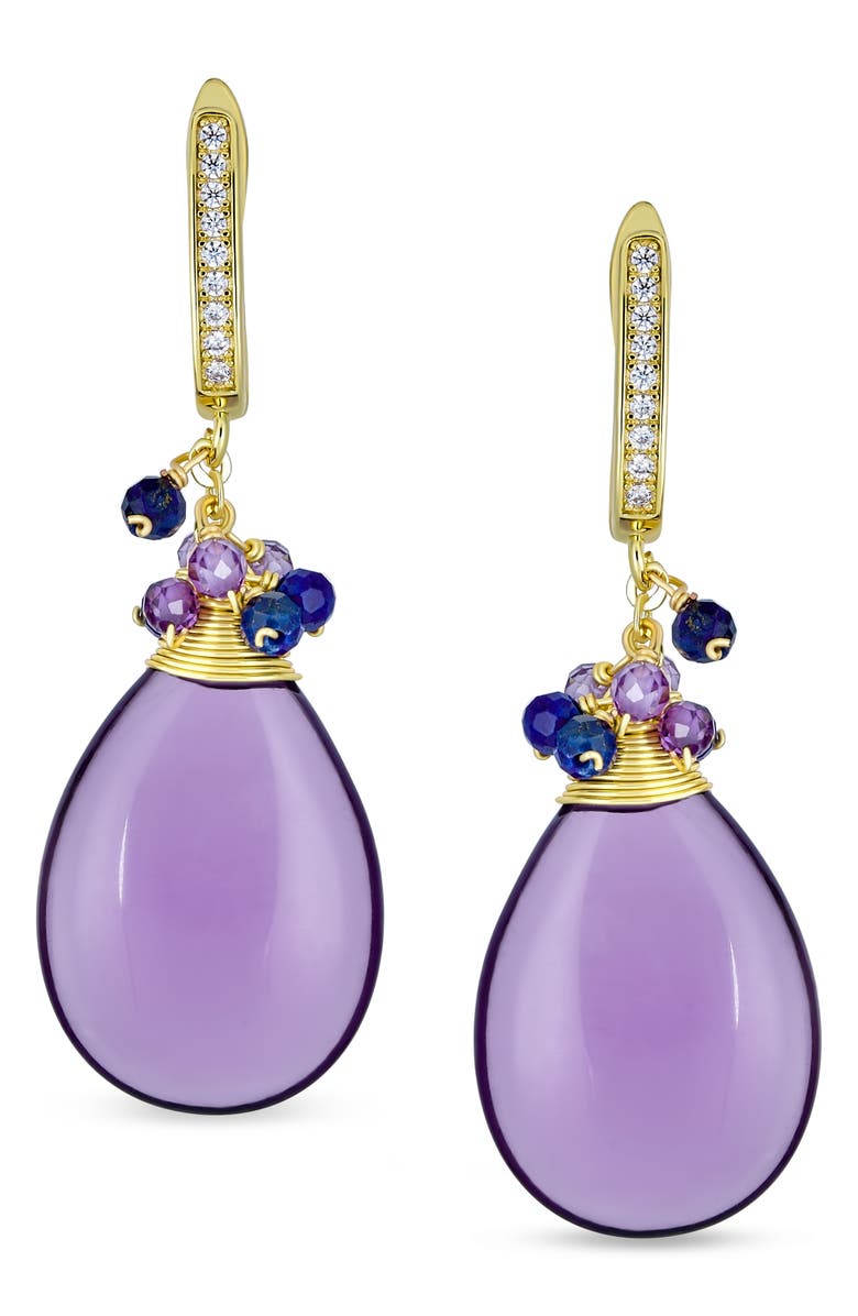 BLING JEWELRY Beaded Teardrop Earrings, Alternate, color, Lavender