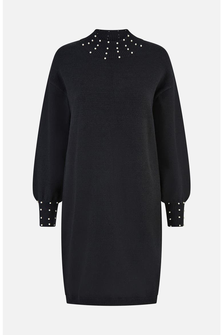 Bead Detail Knitted Sweater Dress, Alternate, color, Black