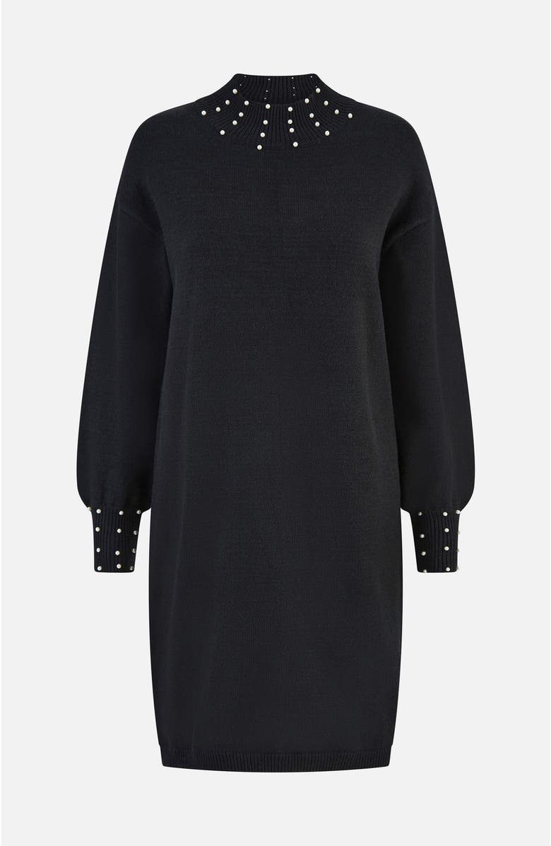 Yumi Bead Detail Knitted Sweater Dress, Alternate, color, Black